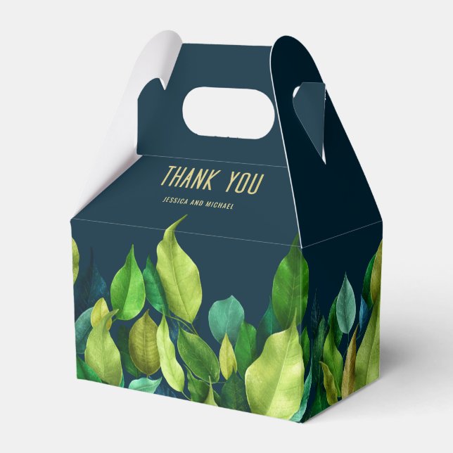 Modern Bold Greenerenery Deep Blue Wedding Vielen  Geschenkschachtel (Vorderseite)