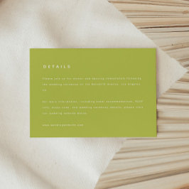 Modern Bold Lime Green Wedding Details Begleitkarte