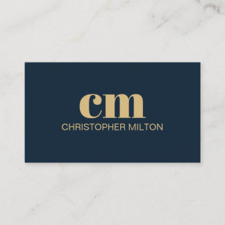 Modern Bold Monogram QR code Navy Blue Consultant Visitenkarte