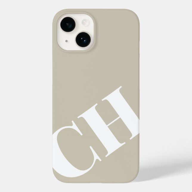 Modern Bold Oatmeller White Monogram Case-Mate iPhone 14 Hülle (Rückseite)