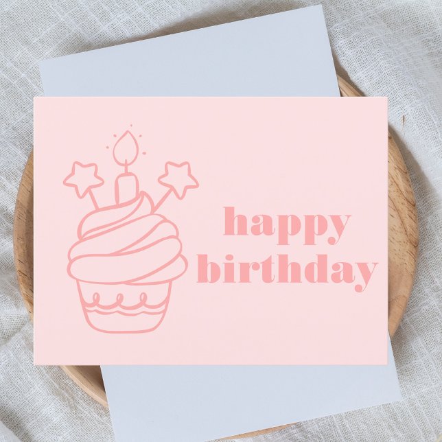 Modern Bold Pastel Pink Girly Happy Birthday Postkarte (Von Creator hochgeladen)