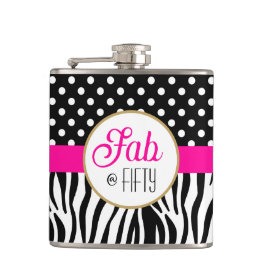 Modern Bold Pattern Fifty & Fabulous 50th Birthday Flachmann