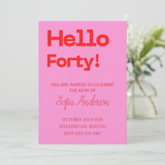 Modern Bold Pink Red Birthday Invitation Einladung