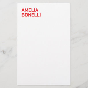 Modern Bold Red Name Minimalistisch Beruflich Briefpapier