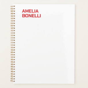 Modern Bold Red Name Minimalistisch Beruflich Planer