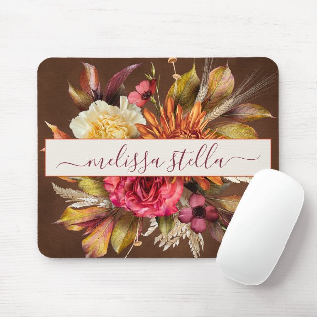 Modern Bold Rustic Floral | Girly Gift Mousepad (Mit Mouse)
