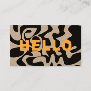 Modern Bold Schriftart Hello Black Orange Swirl Kr Visitenkarte