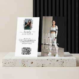 Modern Bold Script Calligraphy Fitness Foto QR Visitenkarte
