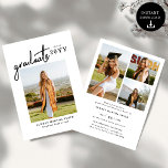 Modern Bold Script Graduate 4 Photo Graduation Einladung<br><div class="desc">Celebrate your graduate’s milestone with this Modern Script Graduate 4 Photo Graduation Invitation, designed to showcase three favorite photos in a stylish and meaningful way. Featuring elegant flowing script paired with clean modern typography, this personalized invitation blends timeless sophistication with a contemporary layout. Perfect for high school or college graduation...</div>