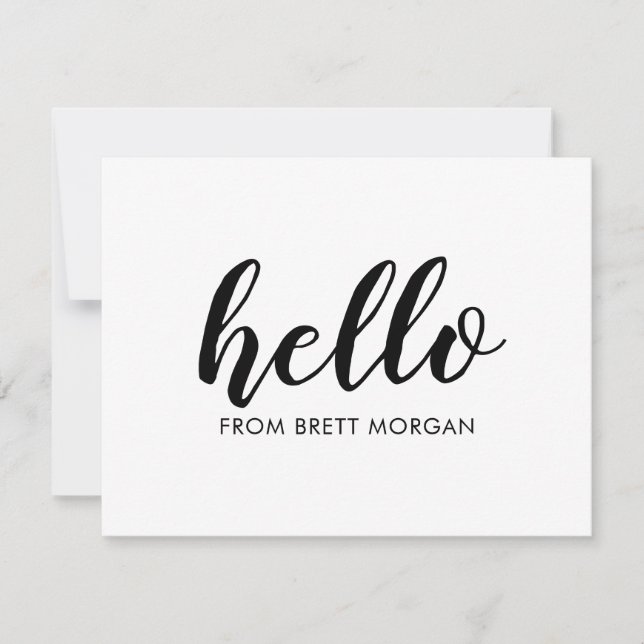 Modern Bold Script Hello Name Typografy Note Card Mitteilungskarte (Vorderseite)