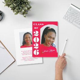 Modern Bold Script Pink Graduation Announcement Einladung