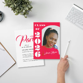 Modern Bold Script Pink Graduation Party Einladung