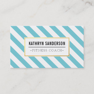 MODERN BOLD Streifen Gold Emblem Aqua Blue Visitenkarte