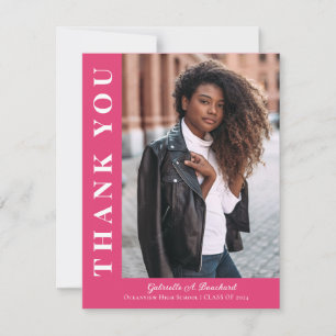 Modern Bold Two Foto Abschluss Danke Card