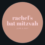 Modern Bold Typografy Terracotta Pink Bat Mitzvah Runder Aufkleber<br><div class="desc">Personalisierte moderne Bold Typografie Terracotta Pink Bat Mitzvah Klassischer Rundsticker</div>