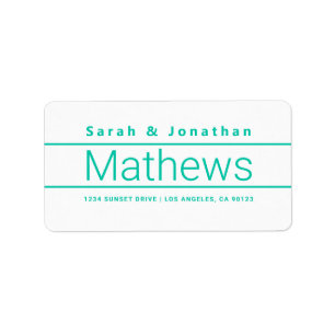 Modern Bold White & Aqua Green Adressaufkleber
