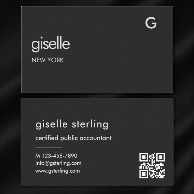 Modern Bookkeeper Accountant CPA Black QR Code  Visitenkarte (Von Creator hochgeladen)