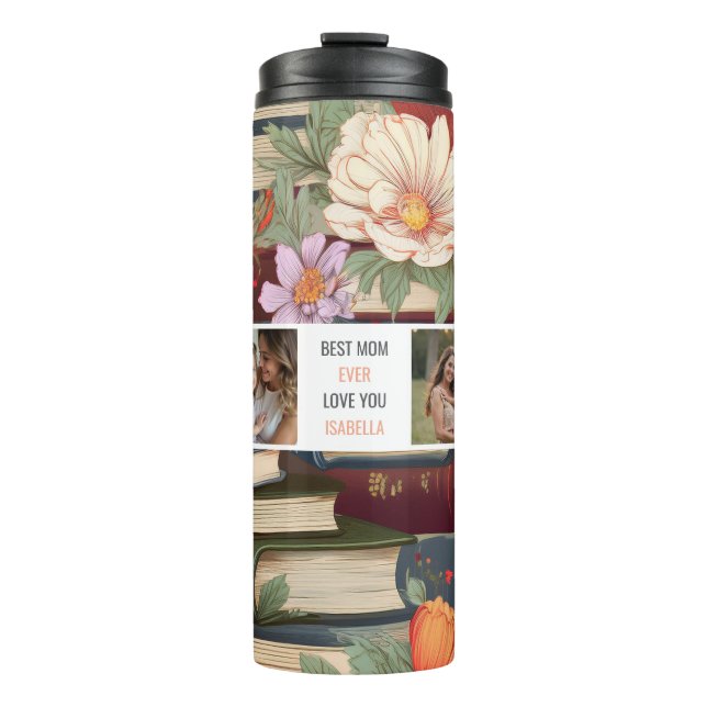 Modern Books Foto Collage - Bestes Mama-Geschenk Thermosbecher (Vorderseite)
