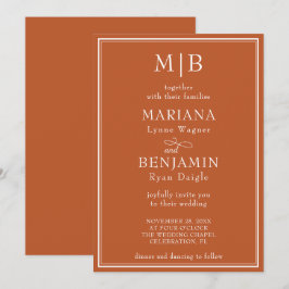 Modern Border Minimalistisch Boho Terracotta Weddi Einladung