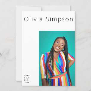 Modern Border Simple White Foto Black Onyx Grad Ankündigung