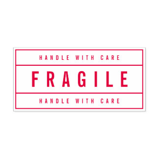Modern Bordered Bold Handle With Care Fragile Permastempel
