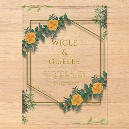 Modern Botanical Acrylic Wedding Invitation Acryleinladungen