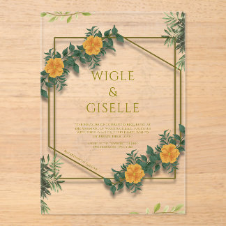 Modern Botanical Acrylic Wedding Invitation Acryleinladungen