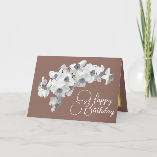 Modern Botanical Daffodils Spring Floral Birthday Karte (Vorderseite)