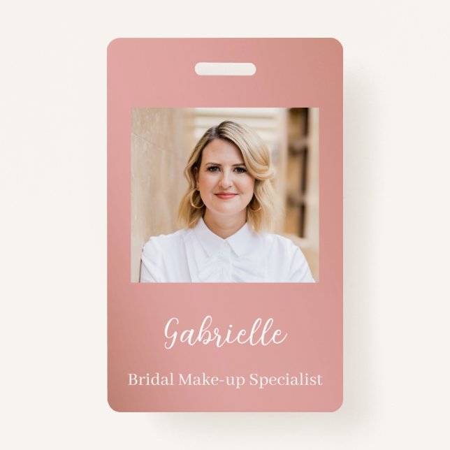 Modern Botanical Dusty Rose Boho Photo  Ausweis (Vorderseite)