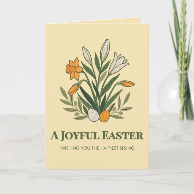 Modern Botanical Easter Blessings Karte (Vorderseite)