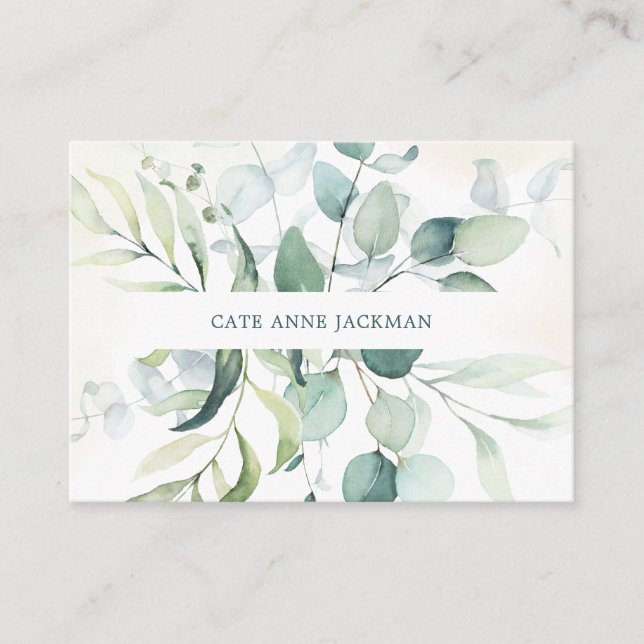 Modern Botanical Eucalyptus Greenery Elegant Visitenkarte (Vorderseite)