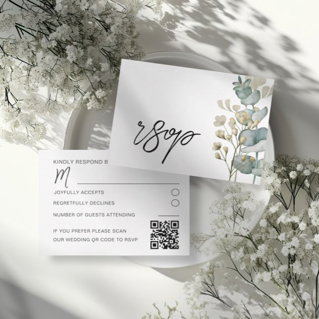 Modern Botanical Eucalyptus Wedding RSVP Card Karte (Von Creator hochgeladen)