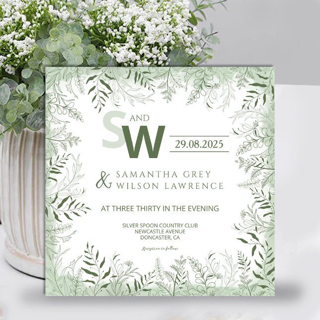 Modern Botanical Greenery Wedding Invitation Einladung (Von Creator hochgeladen)