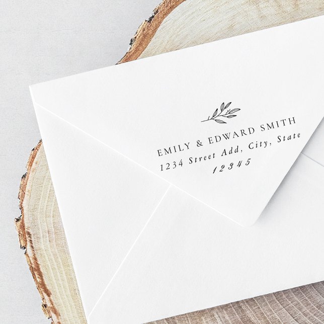 Modern Botanical Wedding Return Address Gummistempel (Von Creator hochgeladen)