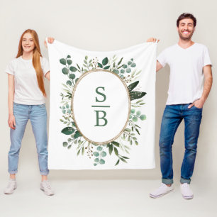 Modern Botanischer Grüner Hochzeitstag Fleecedecke