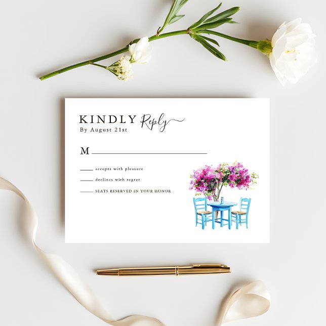 Modern Bougainvillea Destination Wedding RSVP Karte (Von Creator hochgeladen)