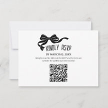 Modern Bow RSVP card with QR code 