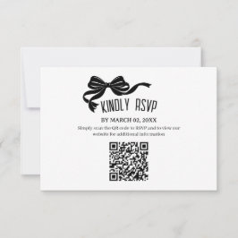 Modern Bow RSVP card with QR code Karte