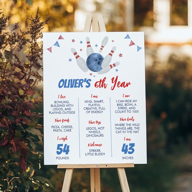 Modern Bowling Kindergeburtstag Milestone Poster (Von Creator hochgeladen)