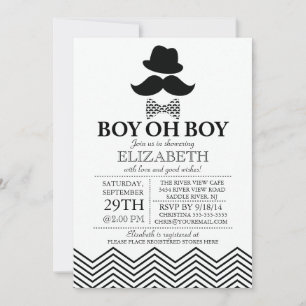 Modern Boy Oh Boy Little Man Mustache Babydusche Einladung