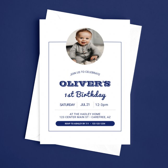 Modern Boys Foto 1. Geburtstag Einladung (Von Creator hochgeladen)