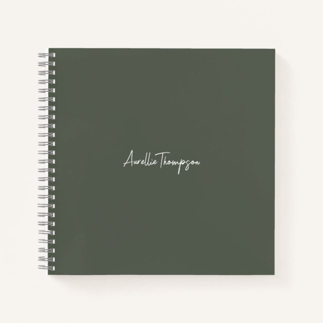 Modern Bridmaid Bridal Sage Green Monogram Notizbuch (Vorderseite)