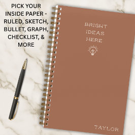 Modern Bright Ideas Personalized Name Terracotta Notizbuch