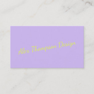 Modern Bright Lavender Chartreuse Script Visitenkarte