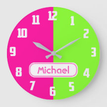 Modern Bright Neon Pink Green Monogram