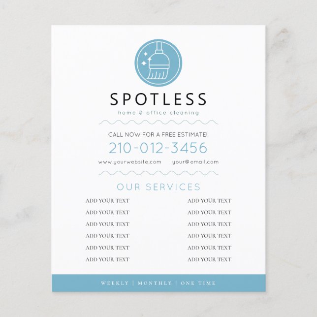 Modern Broom Logo Blue Cleaning Service Flyer (Vorne)