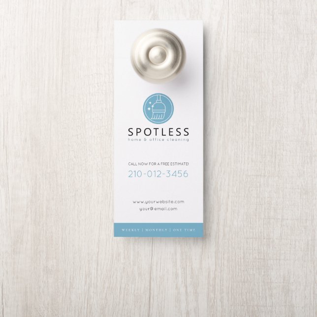 Modern Broom Logo Blue Cleaning Service Türanhänger (Auf Knauf)