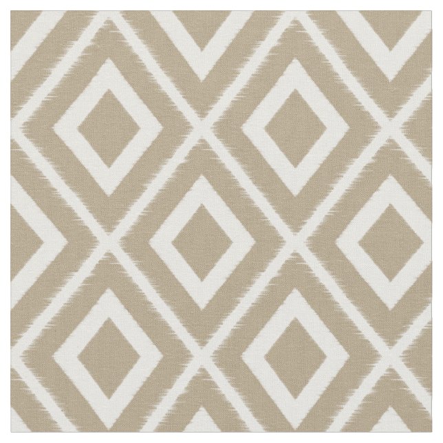 Modern Brown Beige Ikat Pattern Stoff (Nahaufnahme)