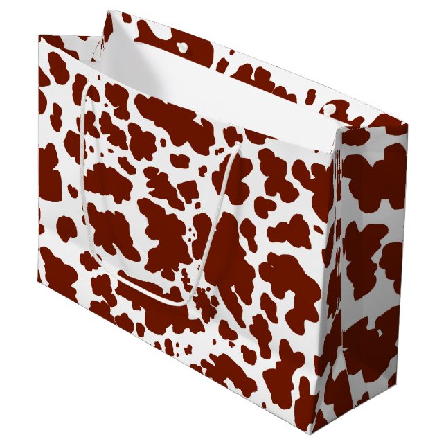 Modern Brown Cow Skin Rodeo Tierdruck Große Geschenktüte (Vorderseite Schrägansicht)