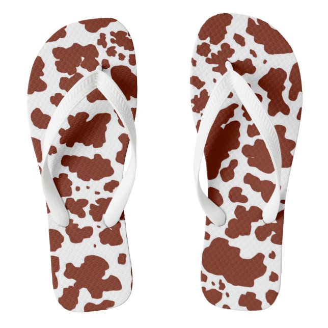 Modern Brown Cow Spots Print Cowboy Bauer Flip Flops (Fußbett)